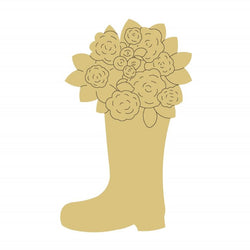 Rainboot with Flowers 12 Inch with Lines