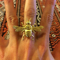 Vintage style brass bumblebee honeybee bee statement ring